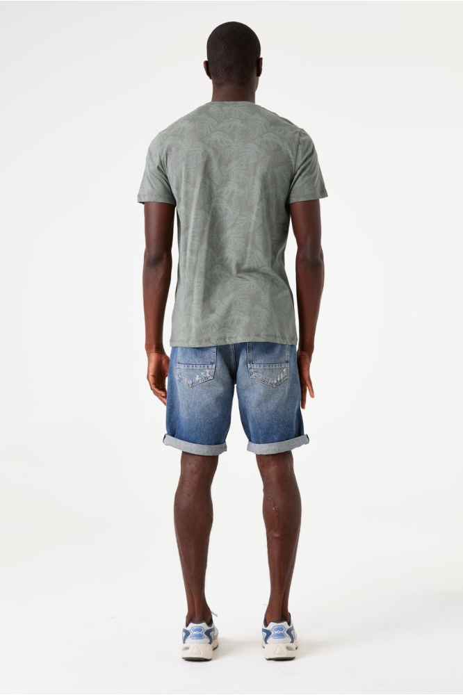 T SHIRT MET PRINT F51004 6792 LIGHT SAGE